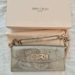 Jimmy Choo Silver Clutch with Chain Strap